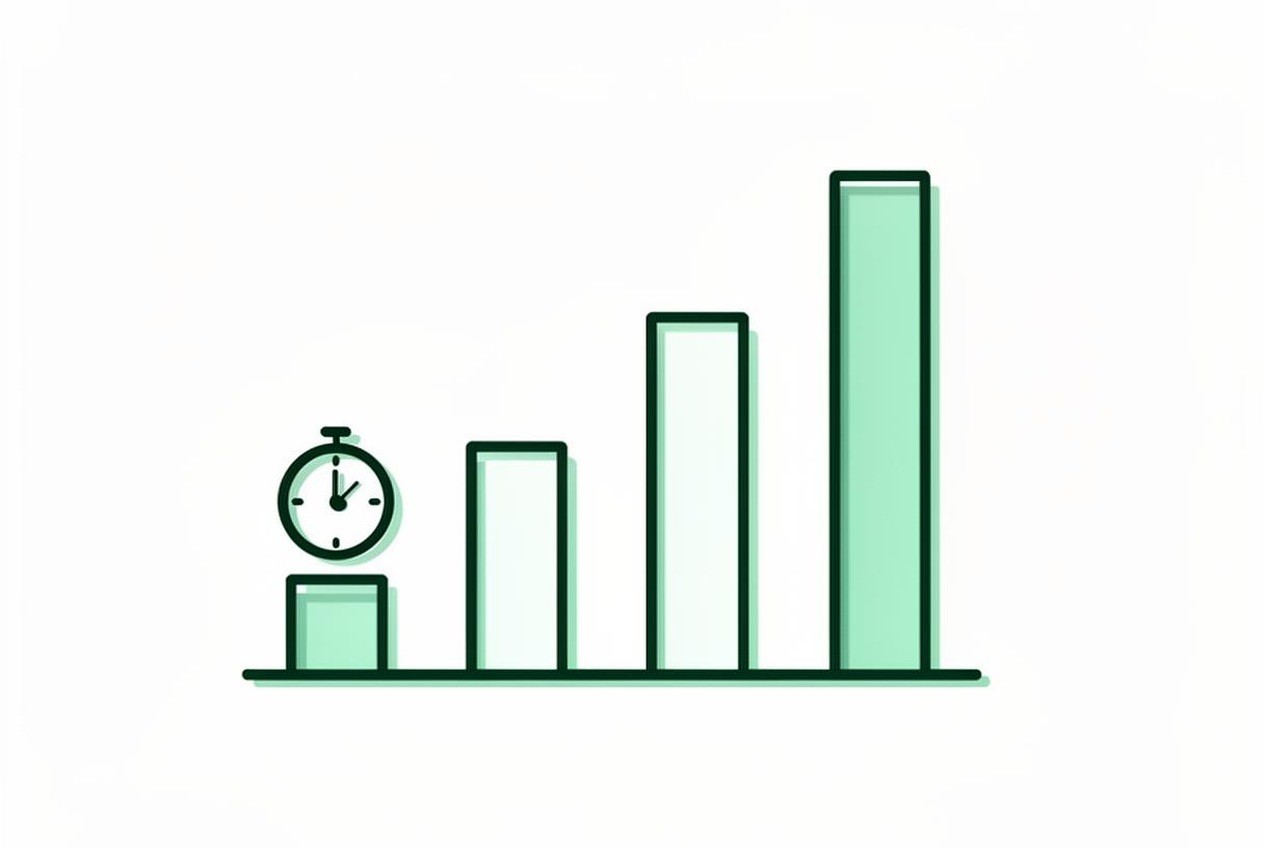 Price staircase showing a low first-term bar and a taller renewal bar